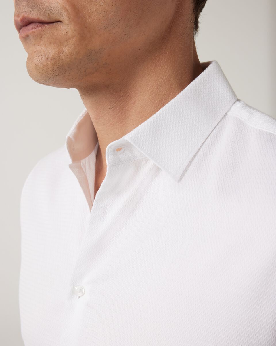 Slim Fit Long Sleeve Textured Dress Shirt, White, hi-res